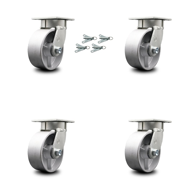 Service Caster 5 Inch Kingpinless Semi Steel Wheel Swivel Caster Set with Swivel Lock SCC SCC-KP30S520-SSR-BSL-4 - main
